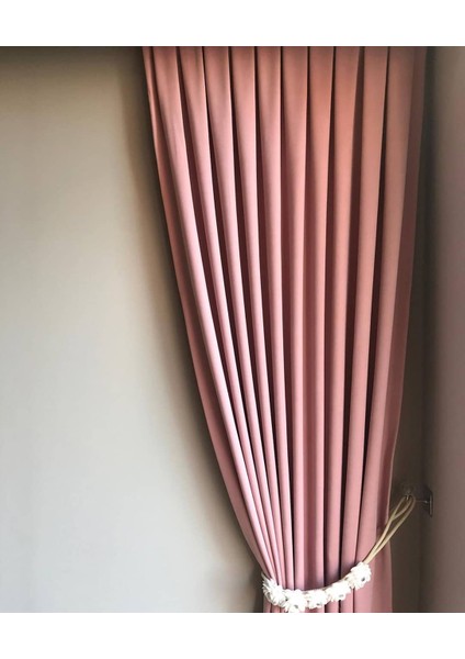 Pembe Sık Pileli Fon Perde 60 x 240 cm