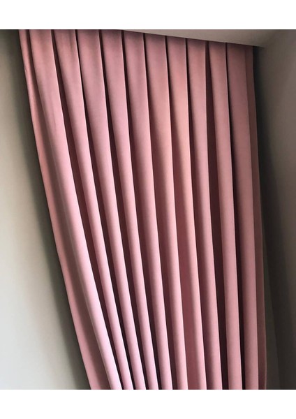 Pembe Sık Pileli Fon Perde 60 x 240 cm