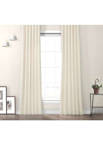 Krem Sık Pileli Fon Perde 100 x 240 cm