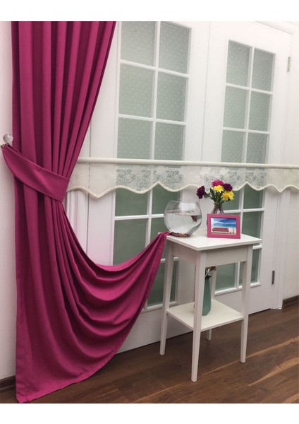 Fuşya Seyrek Pileli Fon Perde 50 x 240 cm