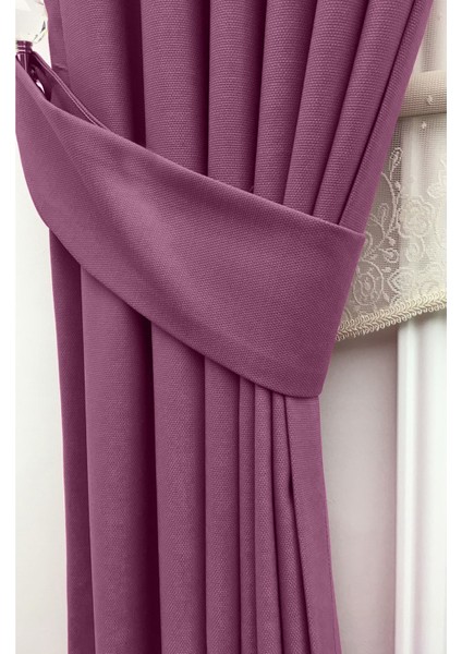 Mor Seyrek Pileli Fon Perde 50 x 260 cm fiyatları