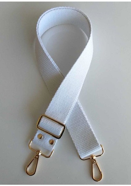 Pamuklu Kolon 120X4 cm Light Gold Metal Beyaz
