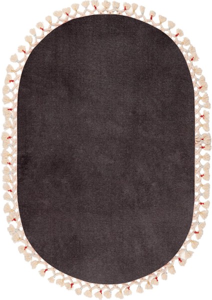 Rex Puffy Pelüş Hali Oval Halı Antrasit modelleri