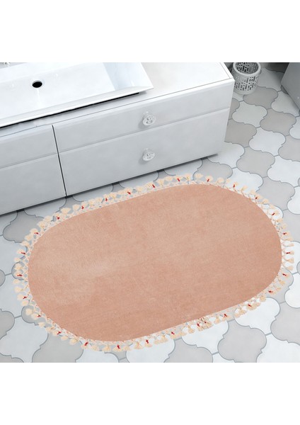 Alanur Rex Puffy Pelüş Oval Banyo Halısı Cappuccino