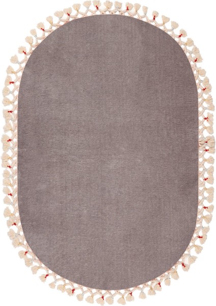 Alanur Rex Puffy Pelüş Oval Banyo Halısı Gri modelleri