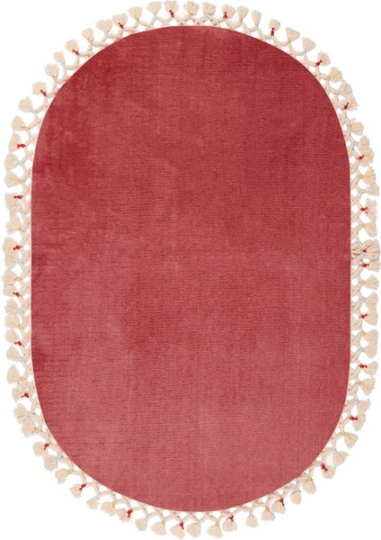 Alanur Rex Puffy Pelüş Oval Banyo Halısı Fuşya
