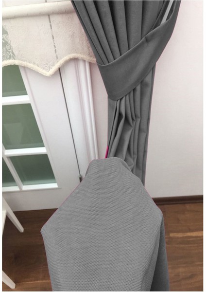 Koyu Gri Normal Pileli Fon Perde 50 x 270 cm