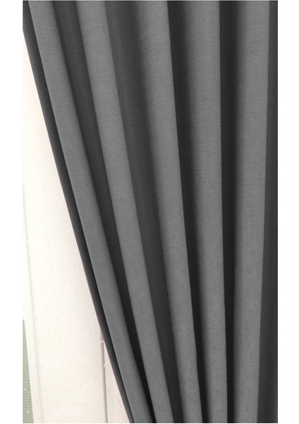 Koyu Gri Normal Pileli Fon Perde 50 x 270 cm