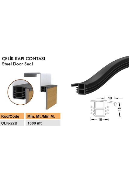 Çelik Kapı - Kasa Fitili Siyah 6 Metre Çelik Kapı Contası Ürün KODU-ÇLK-22B modelleri