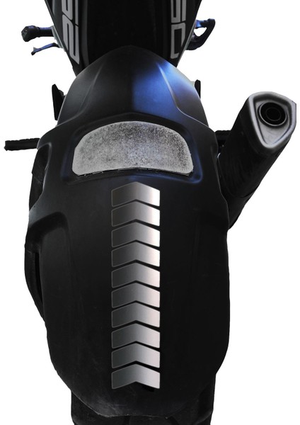 Ok Tasarımlı Çamurluk Kask Sticker Reflektif, Floresan, Düz Renkler Gümüş