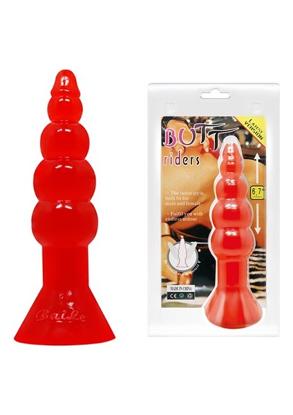 Butt Riders 17 Cm Boğumlu Silikon Vantuzlu Anal Plug Dildo Tıkaç