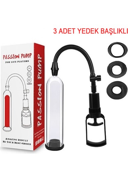 Hizliexpress Passion Pump Yeni Nesil Güçlü Penis Vakum Pompası + Penis Pompası 3 Yedek Başlık