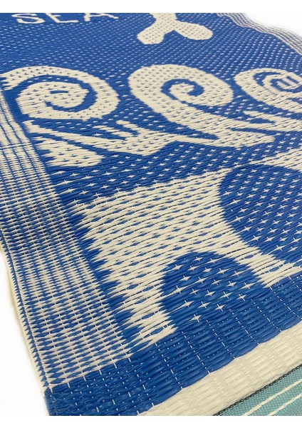 Plaj Hasırı Plastik Kilim Mavi Renk 60X150CM modelleri