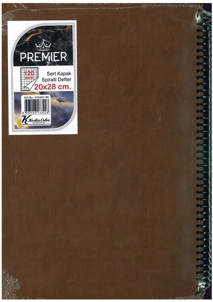 Kareli Spiralli Sert Kapak Premier Defter 120 Yaprak 20 x 28 cm