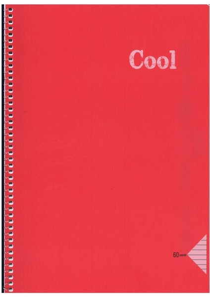 A4 Defter 60 Yaprak Çizgili Spiralli Pp. Kapak Cool Kırmızı