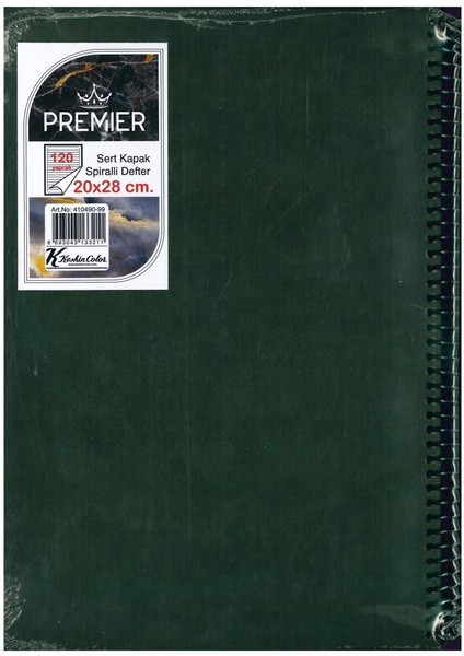 Çizgili Spiralli Sert Kapak Premier Defter 120 Yaprak 20 x 28 cm