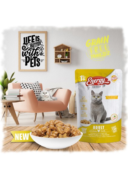 Yetişkin Tavuklu Islak Mama Cat Food Energy 24 x 85 gr fiyatları
