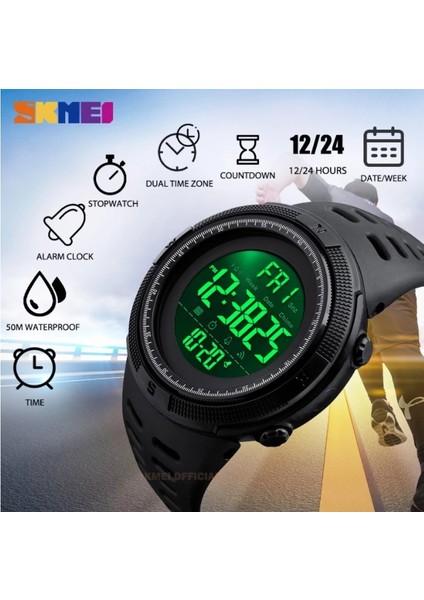 Spor Erkek Çok İşlevli Saatler Çalar Saat Chrono 5bar Su Geçirmez Dijital Saat 1257 (Yurt Dışından) fiyatları