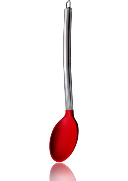 Kırmızı Silikon Kaşık- Metal Saplı - 34 cm