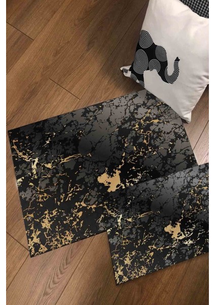 Cappio Banyo Paspası-Siyah Gold Desenli