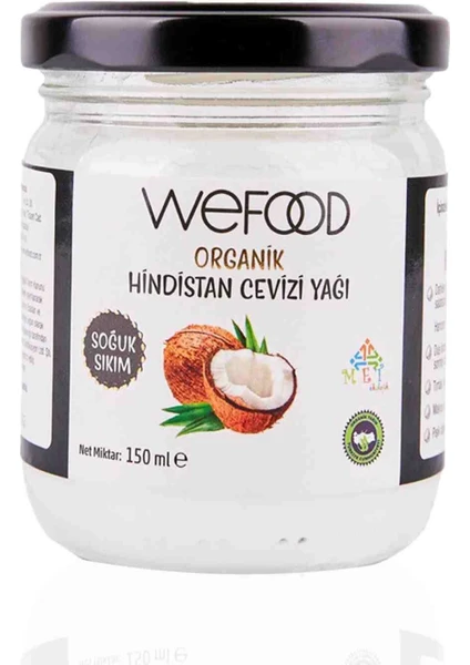 Organik Hindistan Cevizi Yağı Soğuk Sıkım 150 ml