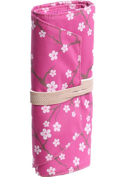 K2190 Çiçekli Roll Art Kalem Çantası Fuşya