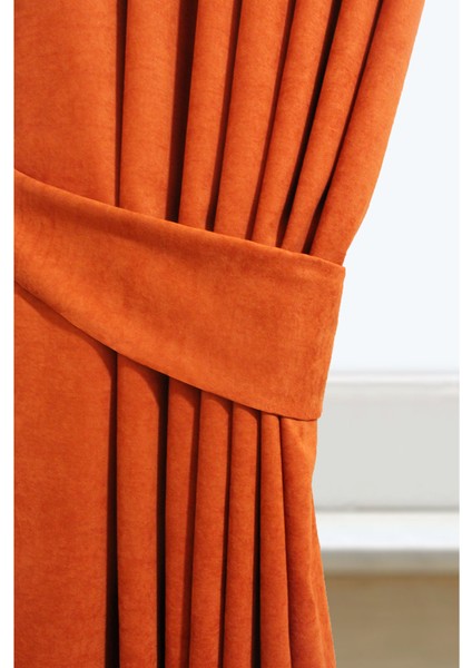 Kiremit Pileli Kadifemsi Fon Perde Yüksek Kalite Tek Kanat fiyatları