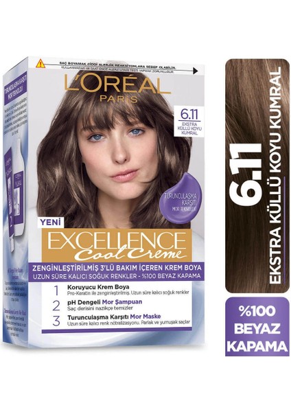 Loreal Paris Excellence Cool Creme 6.11 Ekstra Küllü Koyu Kumral