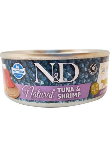 Cat Natural Tonno E Gamberettı Lattına 80 gr