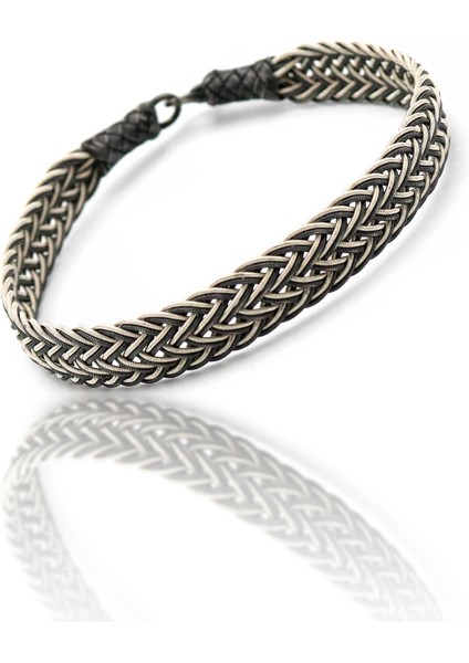 Siyah Beyaz Örme 1000 Ayar Kazaziye Gümüş Bileklik fiyatları