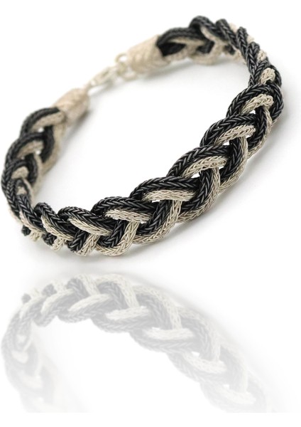 Siyah Beyaz Örme 1000 Ayar Kazaziye Gümüş Bileklik fiyatları