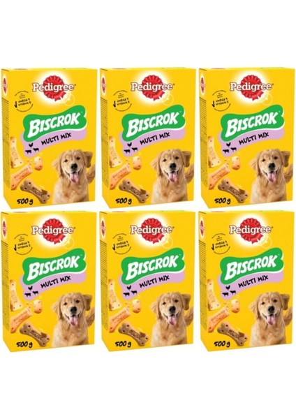 Biscrok Multi Mix Köpek Ödül Bisküvisi 500 gr x 6 Adet