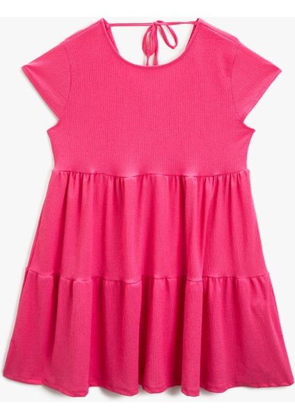 Kadın Bisiklet Yaka Elbise Kısa Kollu