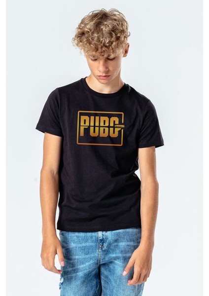 Pubg Logo1 Siyah Baskılı Unisex Çocuk Siyah Tshirt