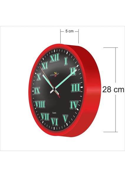 Büyük Fosforlu Klasik Romen Rakkamlı Siyah Zeminli Duvar Saati fiyatları