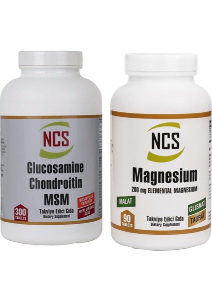 Magnesium 200 Mg Malat Taurat Glisinat 90 Tablet & Glucosamine Chondroitin Msm Hyaluronic Acid Bosvella 300 Tablet