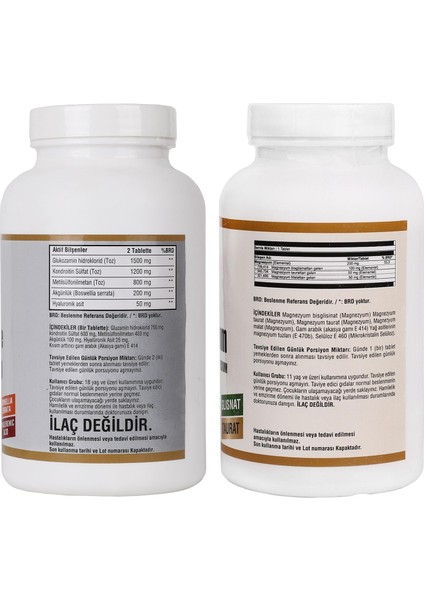 Magnesium 200 Mg Malat Taurat Glisinat 90 Tablet & Glucosamine Chondroitin Msm Hyaluronic Acid Bosvella 300 Tablet modelleri
