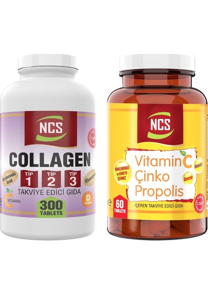 Hidrolize Collagen Type (Tip) 1-2-3 Hyaluronic Acid Vitamin C Glutatyon & Vitamin C Çinko Propolis 60 Tablet Vitamin D