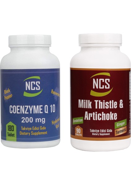 Coenzyme Q10 200 Mg Resvaretrol Hyaluronic Acid Piper Nigrum 180 Tablet & Milk Thistle Complex 90 Tablet