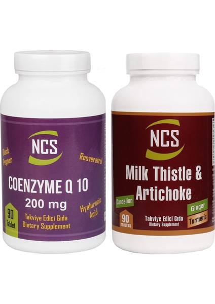 Coenzyme Q-10 200 Mg 90 Tablet Resveratrol Hyaluronic Acid & Milk Thistle Complex 90 Tablet