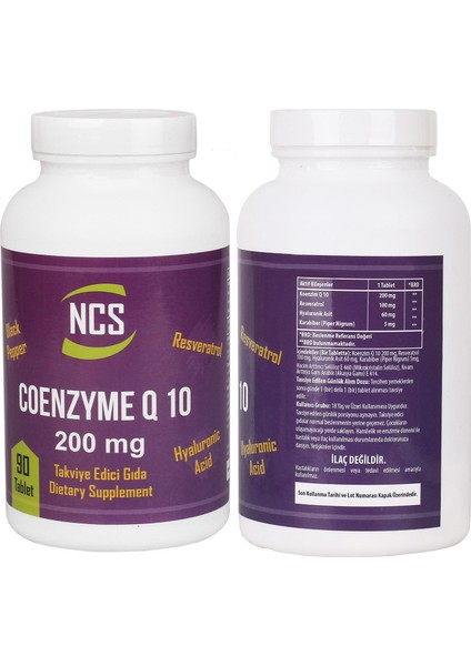 Coenzyme Q-10 200 Mg 90 Tablet Resveratrol Hyaluronic Acid & Milk Thistle Complex 90 Tablet fiyatları