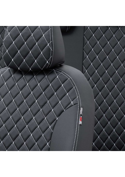 Dacia Sandero Stepway 2021-SONRASI Özel Üretim Koltuk Kılıfı Madrid Design Deri Siyah - Beyaz