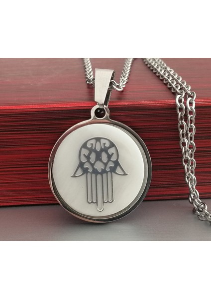 Daisybydaisy Paslanmaz Çelik Sedef Taşlı Hamsa Ana El Nazar Bayan Kolye