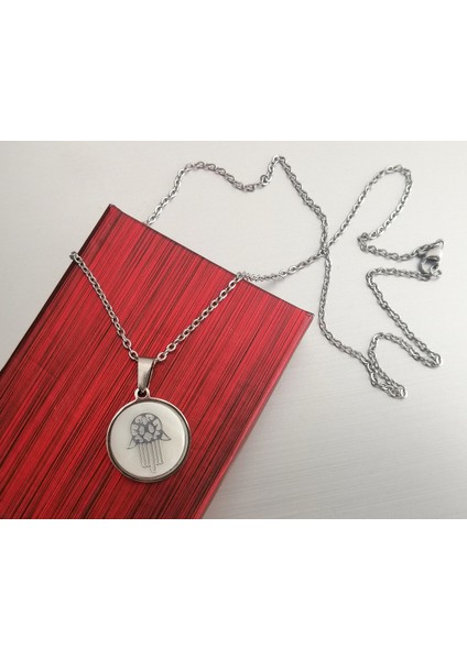 Daisybydaisy Paslanmaz Çelik Sedef Taşlı Hamsa Ana El Nazar Bayan Kolye modelleri