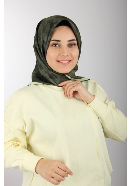 Haki Aker Ipek Krep Saten Eşarp 7208701-352
