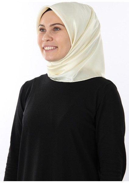 Ekru Aker Taşlanmış Düz Ipek Eşarp 7747758 - 362
