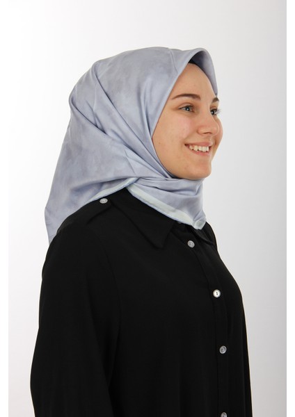 Mavi Gri Aker Ipek Krep Saten Eşarp 7208701-321