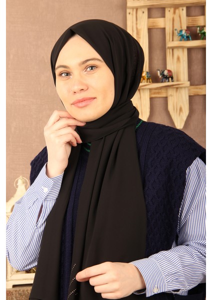Siyah Invee 25963 Şifon Şal