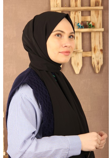 Siyah Invee 25963 Şifon Şal