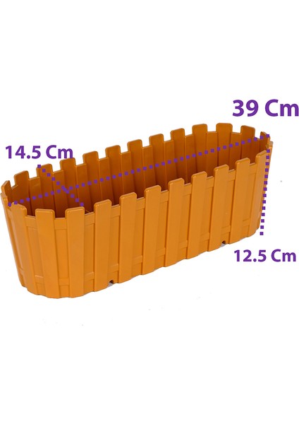40 cm Renkli Akasya Çit Saksı 4 Adet, Bahçe Balkon Saksı